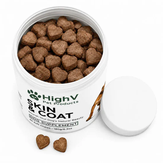 HighV Skin & Coat Dog Treats Soft Chews for Healthy Skin and Glossy Coat