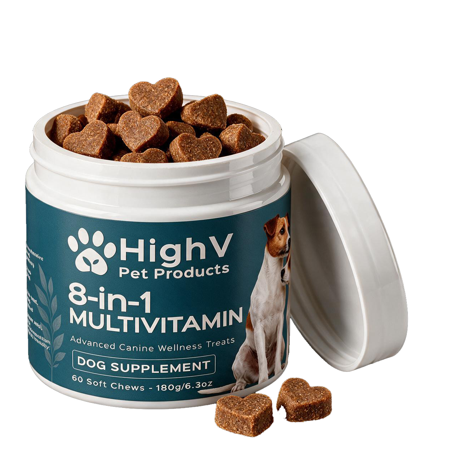 HighV 8-in-1 Dog Treats, 60 liver-flavoured multi-benefit soft chews for dogs