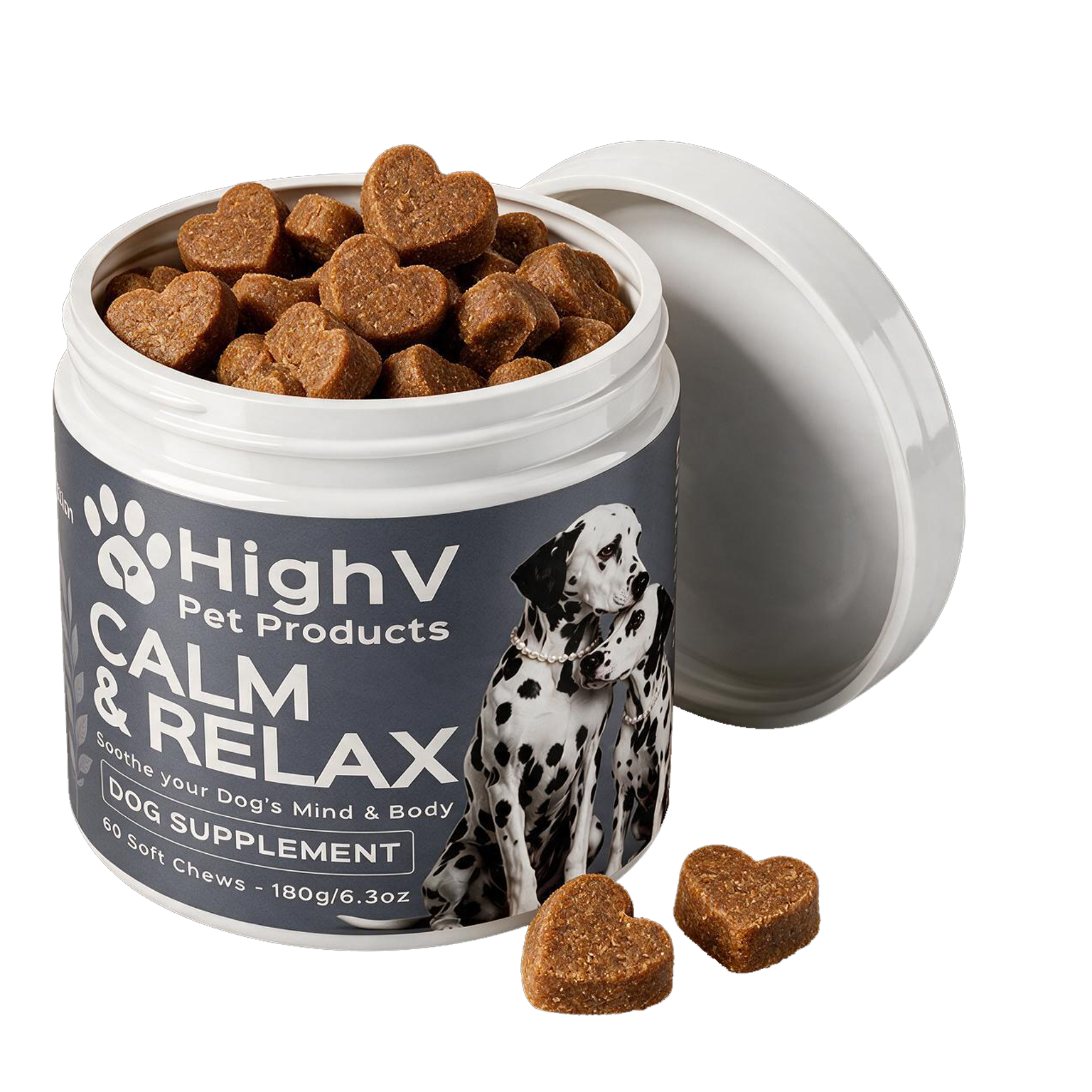 HighV Calm and Relax Dog Treats, 60 liver-flavoured calming soft chews for dogs