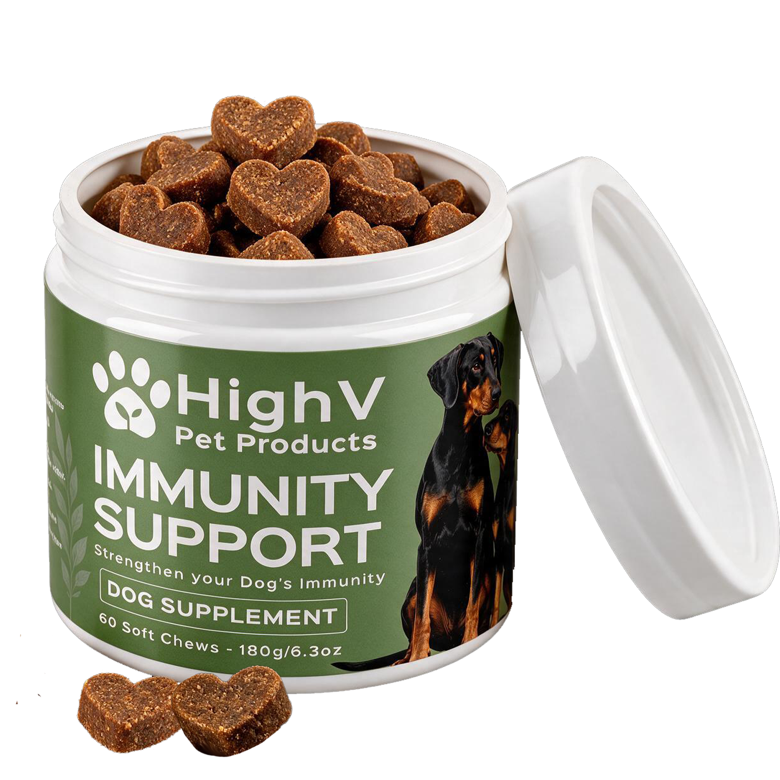 HighV Immunity Support Dog Treats, 60 liver-flavoured immune support soft chews for dogs